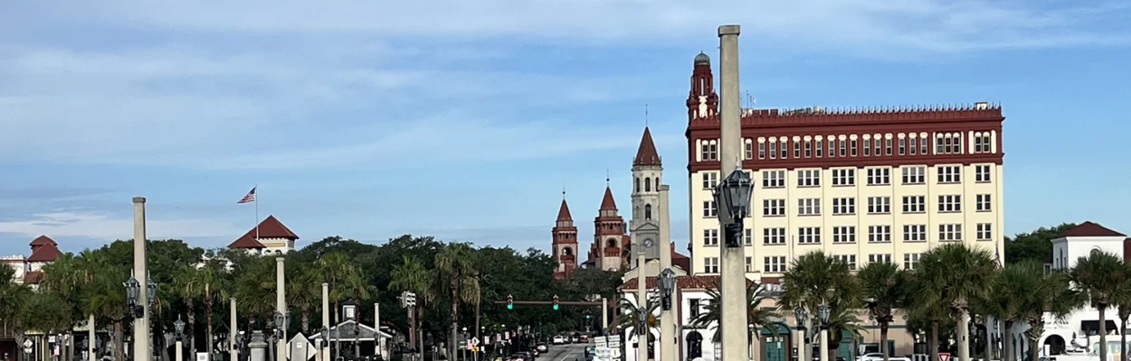St. Augustine's Treasury building seen from the Bridge of Lions.