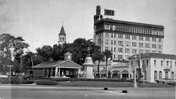 St. Augustine plaza with Treasury building circa 1969