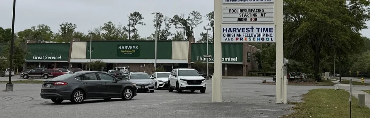 The exterior of a Harveys Supermarket that will close.