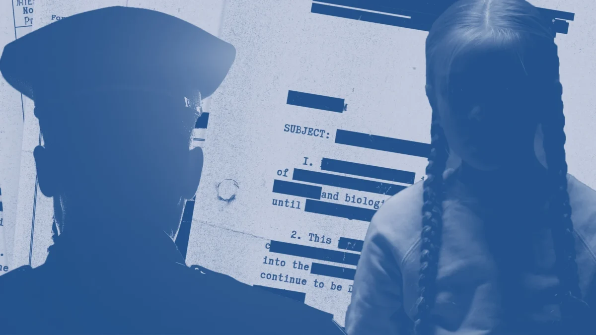 An illustration of a police officer and victim under Marsy's Law.