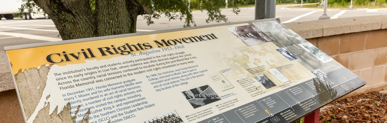 A historical display stands at the future site of Florida's Black history museum in West Augustine.