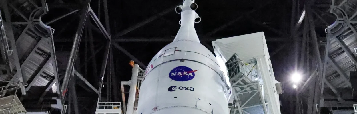 The Orion spacecraft sits on top of the NASA Artemis II rocket.