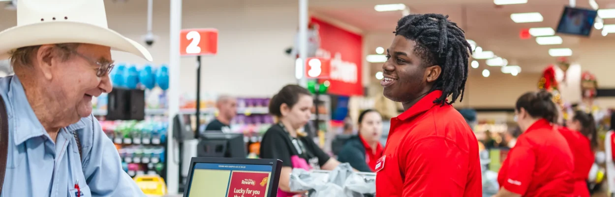 Customer in the check-out line at Winn-Dixie.