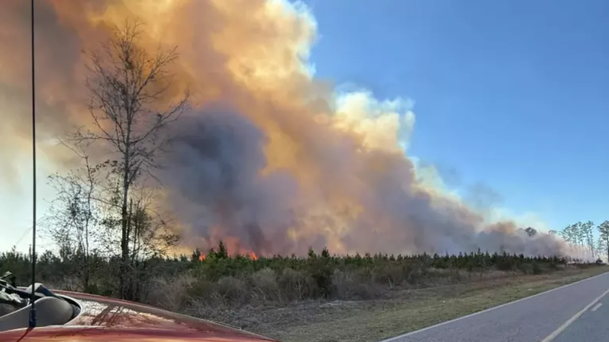 Smoke from a wildfire seen in Bradford County during the drought.