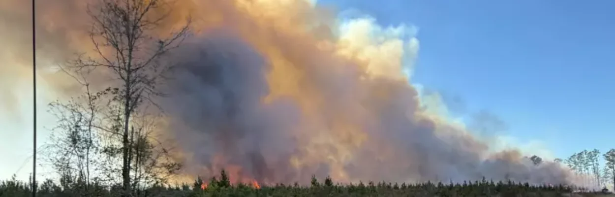 Smoke from a wildfire seen in Bradford County during the drought.