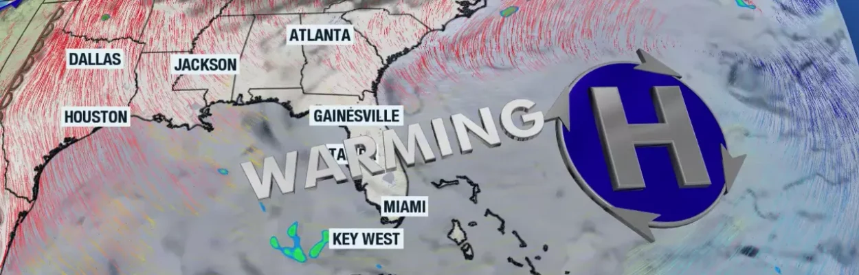Map showing heat wave in Florida