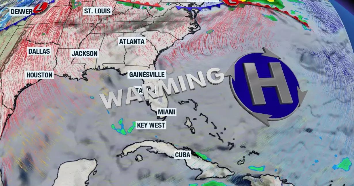 Map showing heat wave in Florida