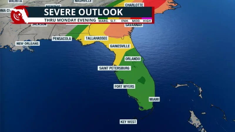 Featured image for “Cold front brings severe storm risk to start the week”