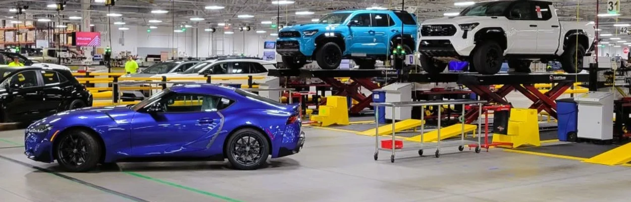 New Toyotas inside Southeast Toyota's JAXPORT facility.