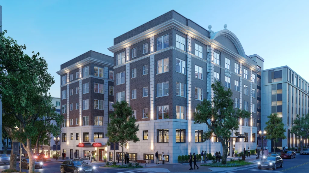 A conceptual illustration of the Hotel Merrydelle in Downtown Jacksonville.