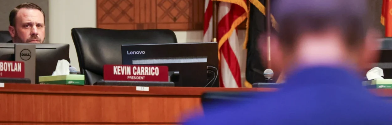 City Council President Kevin Carrico is shown on the dais during a meeting.
