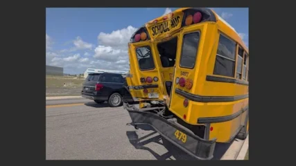 Featured image for “4 kindergarteners hurt when truck hits school bus”