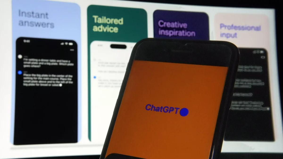 OpenAI's ChatGPT app is displayed on an iPhone in New York on May 18, 2023.