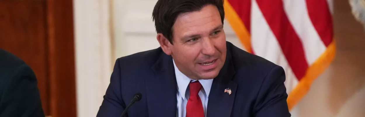 Florida Gov. Ron DeSantis at the White House in March. He unveiled a new congressional map Monday.