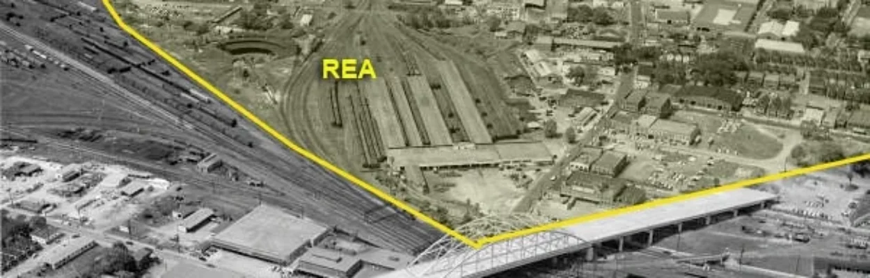 A view of the former site of the Railway Express Agency Terminal, from the sky looking down