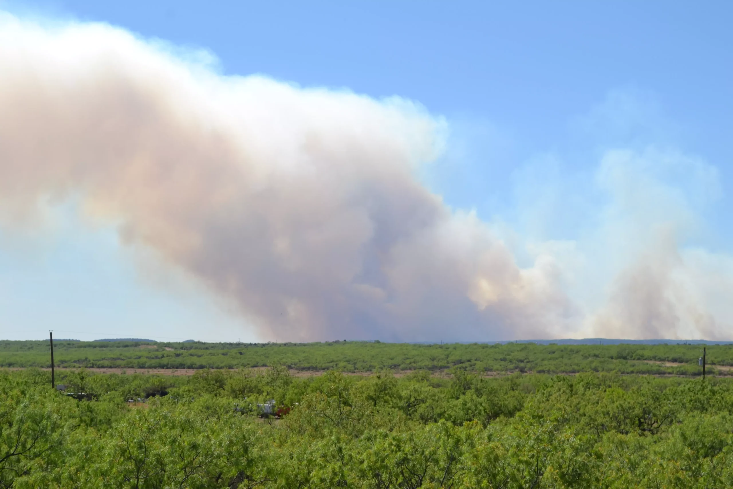 Smoke from a fire on the horizon