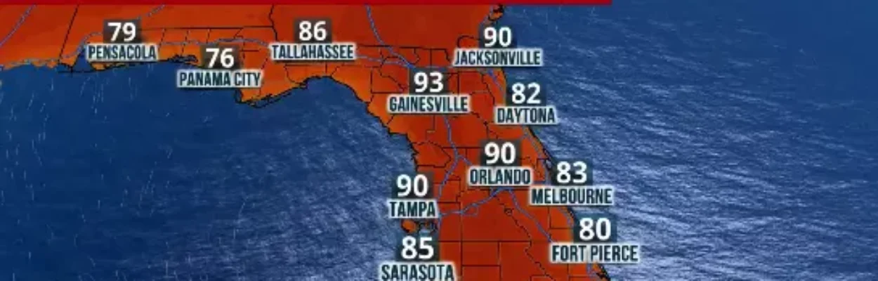 Map showing heat forecast for Florida