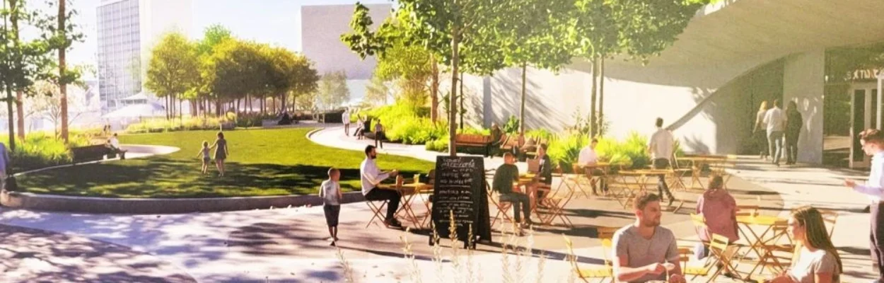 Illustration showing the second phase of Riverfront Plaza.