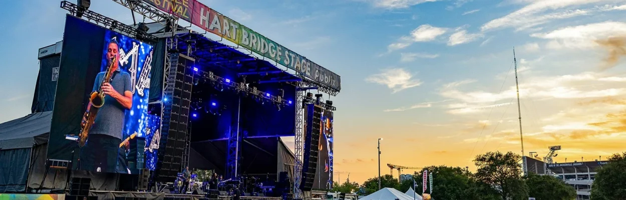 A crowd enjoying a Jazz Fest concert