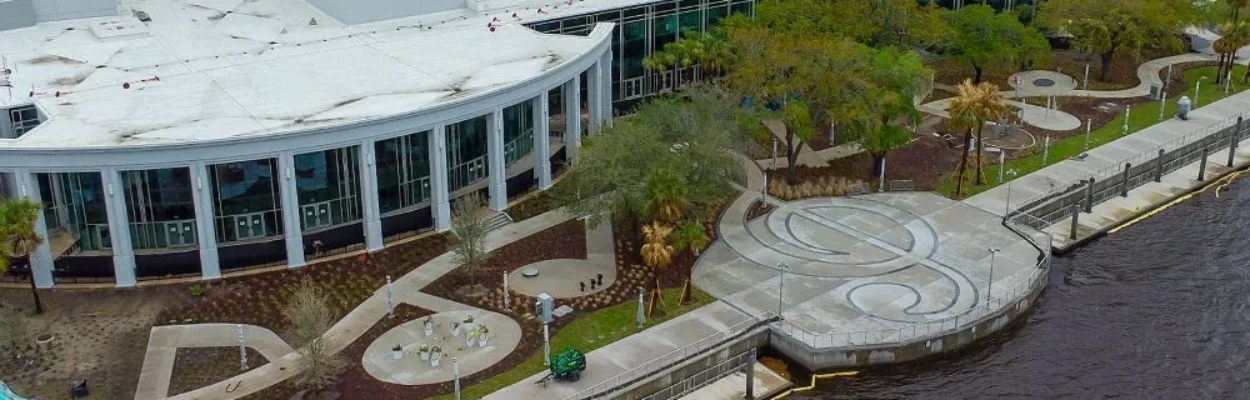 The walkways in the new Riverfront Music Garden.