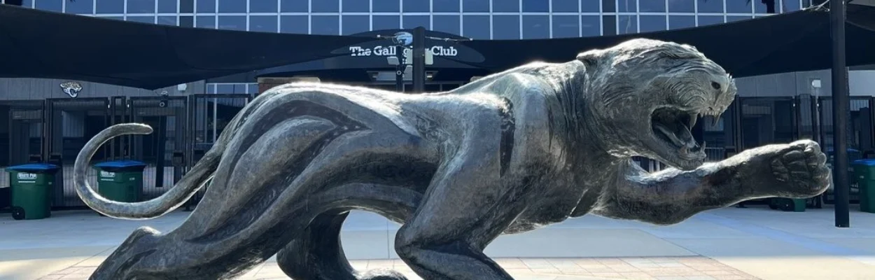 The Jaguars statue outside EverBank Stadium.