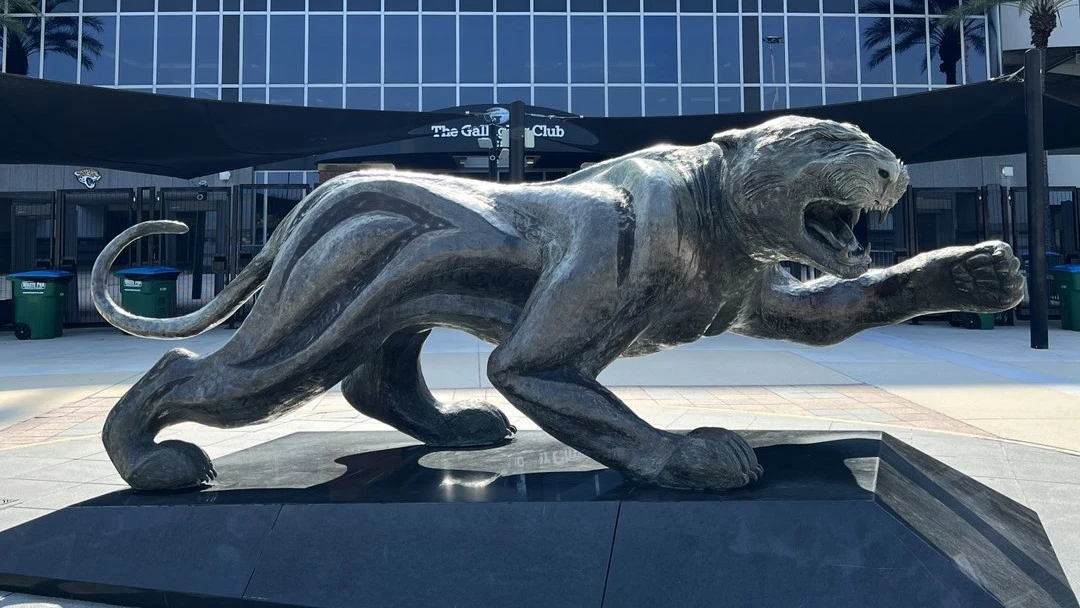 The Jaguars statue outside EverBank Stadium.