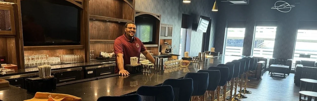 Darian “Jack” Jackson in the cigar bar he is opening.