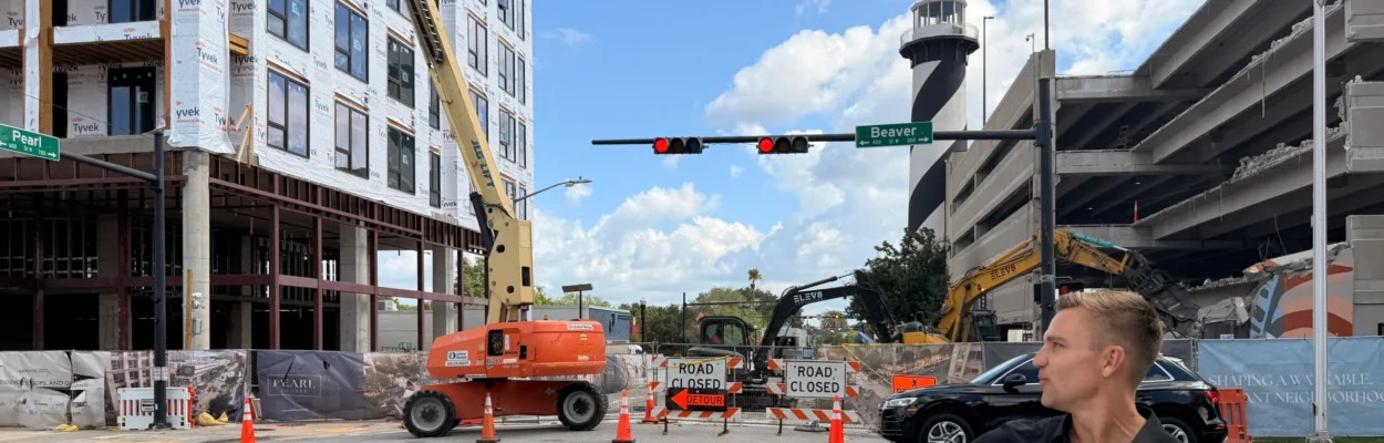 Gateway Jax CEO Bryan Moll in the Pearl Square construction area.
