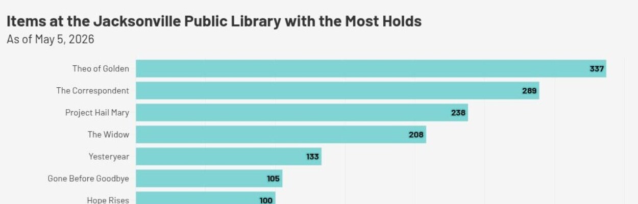 Chart showing which public library books have the most holds