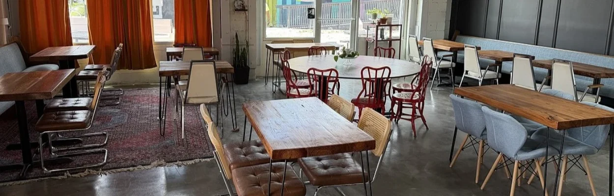 The inside of the Naked Kitchen restaurant.