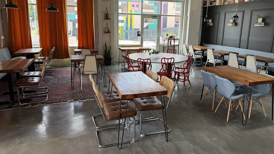 The inside of the Naked Kitchen restaurant.