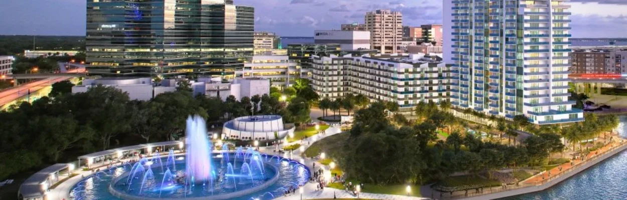 An artist's depiction of the Southbank Residences and Friendship Fountain.