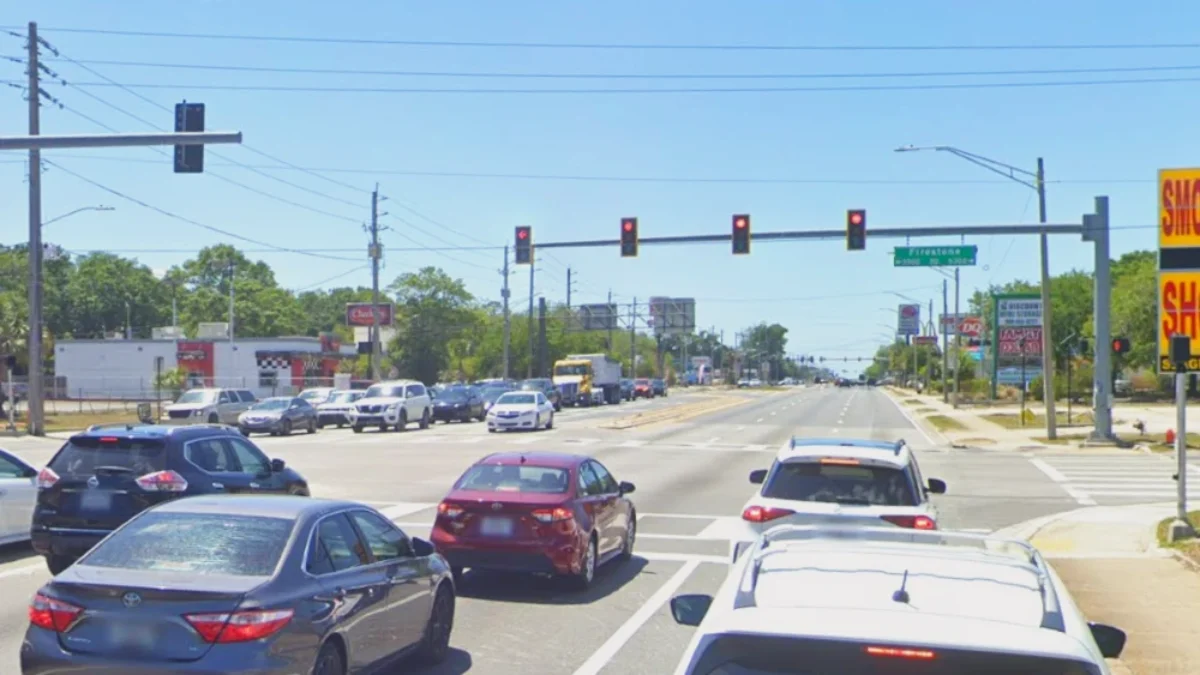 Traffic in the area of the proposed 103rd Street business district.