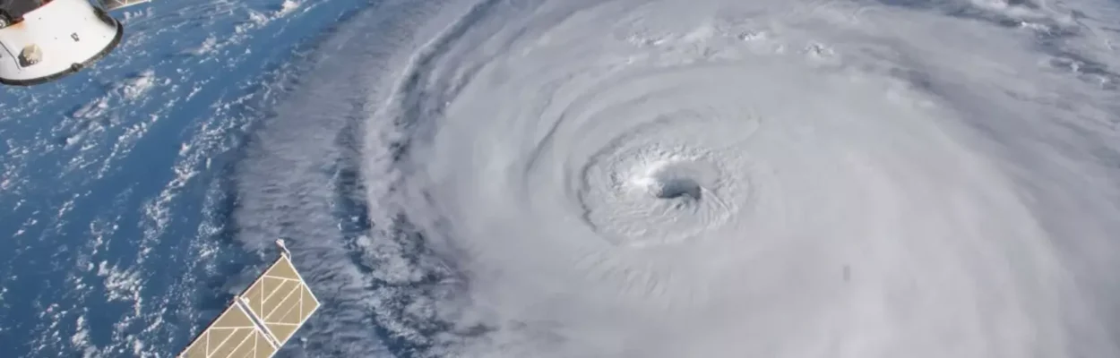 Photo of a hurricane taken from a satellite.