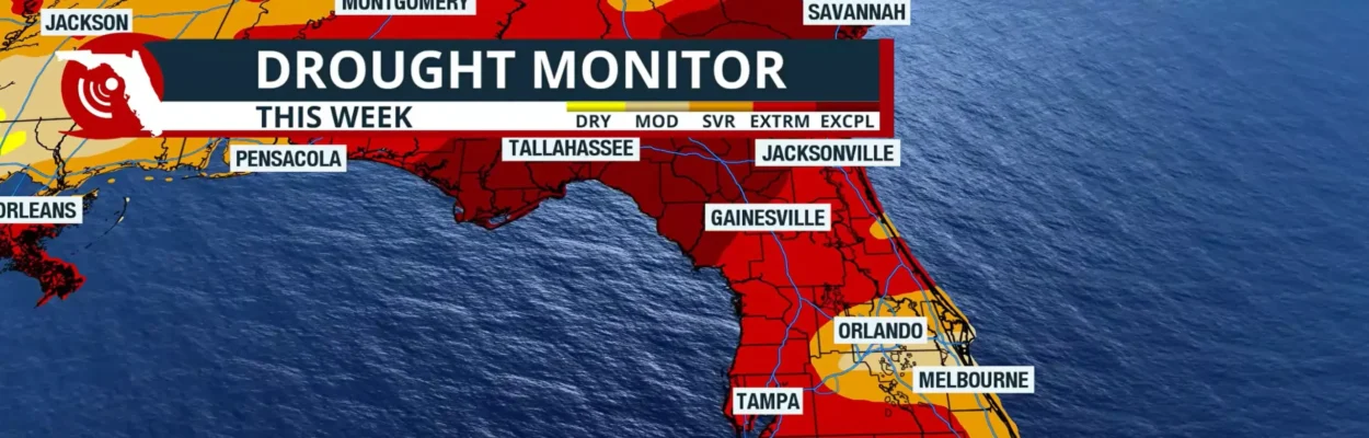 Map showing drought conditions across Florida.