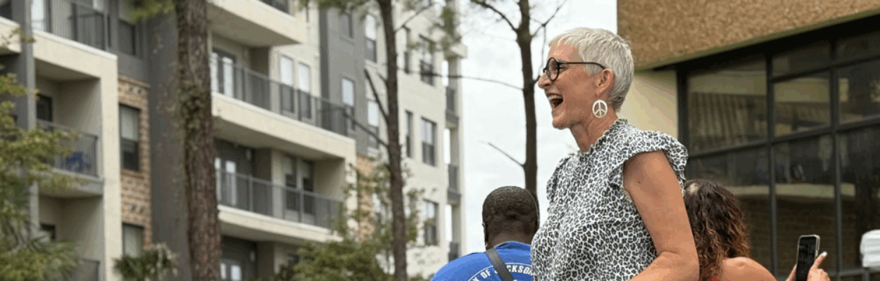 Hope McMatch speaks at a free speech rally