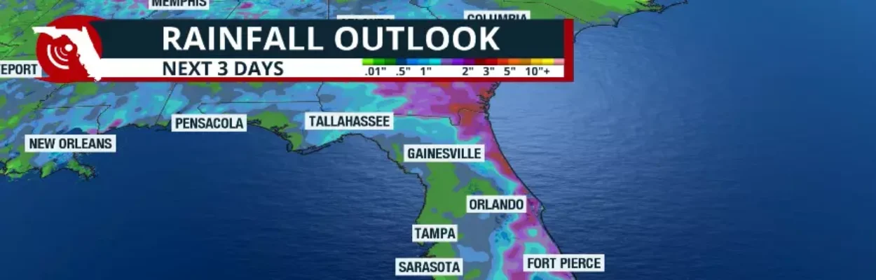 Map showing rainfall outlook across Florida.