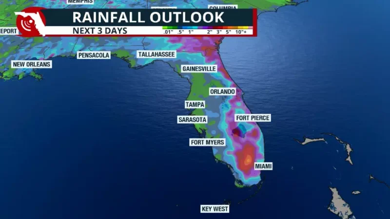Featured image for “Periods of heavy rain and storms will soak Florida over the weekend”