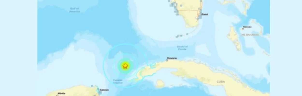 Map showing epicenter of Cuban earthquake.