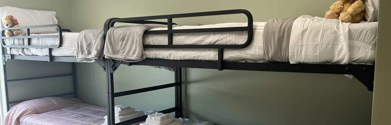Bunk beds in a shelter for the unhoused.