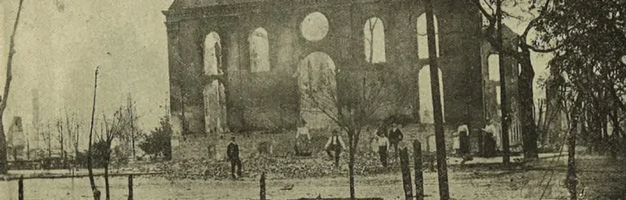 The shell of a church facade