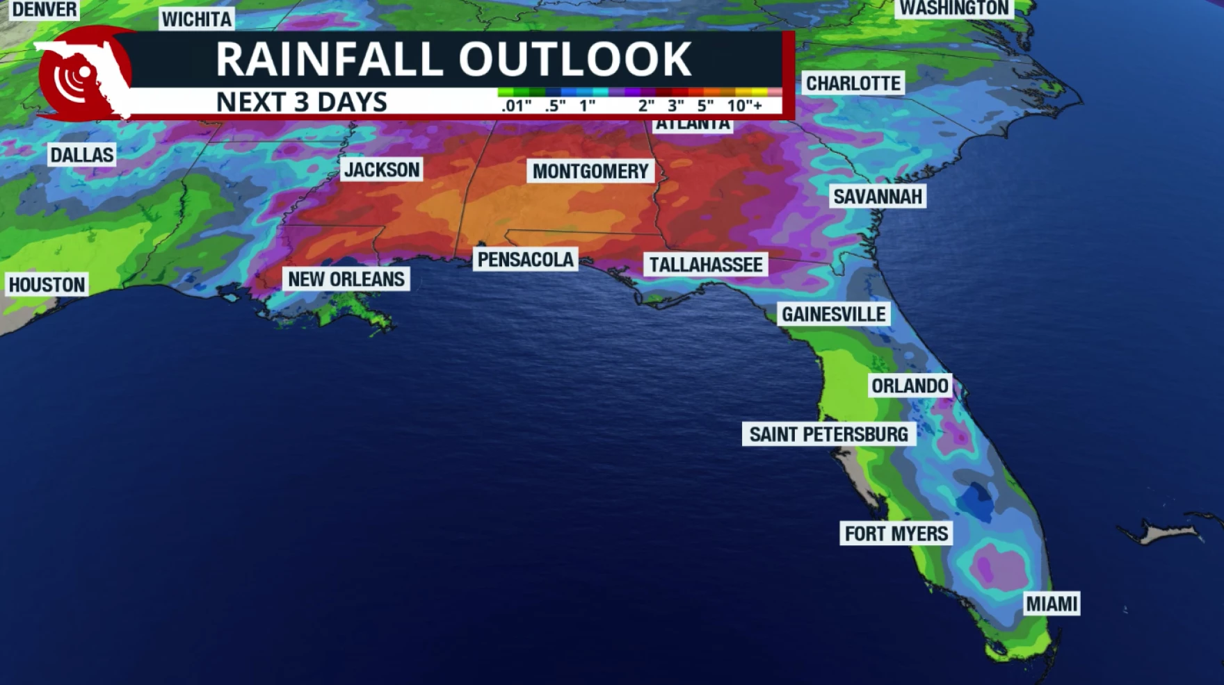 Map showing rainfall after Tropical Storm Arthur.