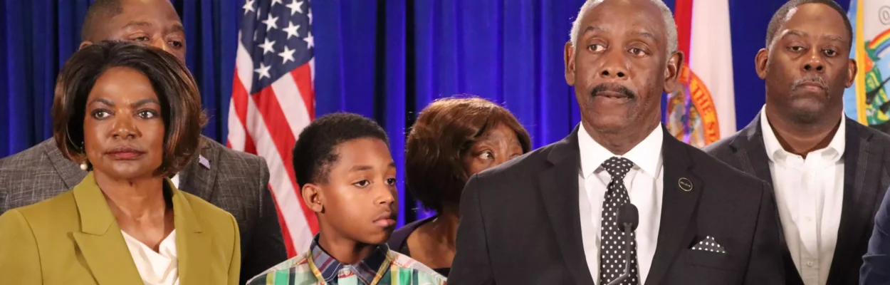 Orange County Mayor Jerry Demings' wife, former Congresswoman Val Demings, and other family members stood beside him Friday as he announced his prostate cancer diagnosis and the suspension of his campaign  for governor.
