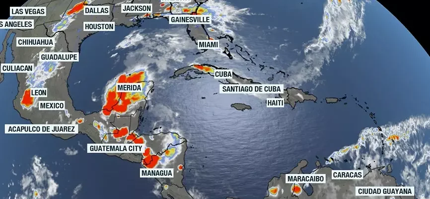 Satellite picture of the Atlantic, Gulf and Caribbean on June 1, 2026.