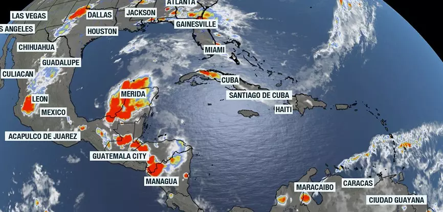 Satellite picture of the Atlantic, Gulf and Caribbean on June 1, 2026.