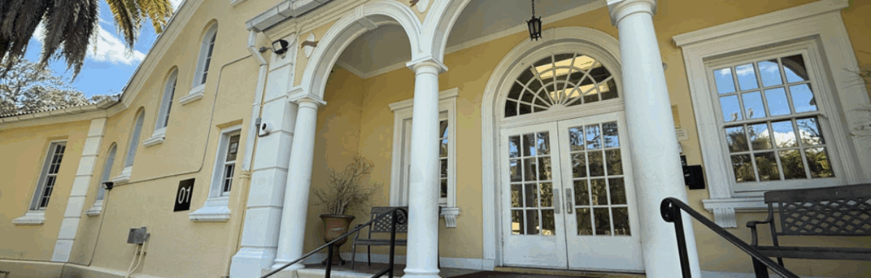 Arches over the entrance of Ortega Elementary School