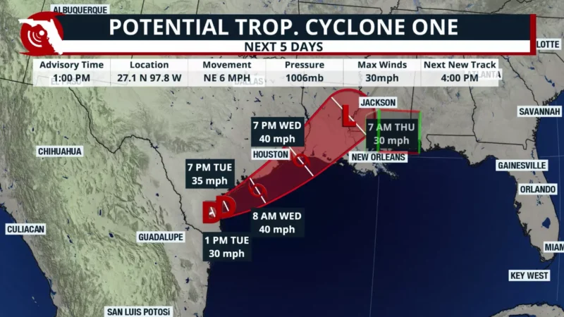 Featured image for “Potential Tropical Cyclone One forms, but it’s not a direct threat to Florida”