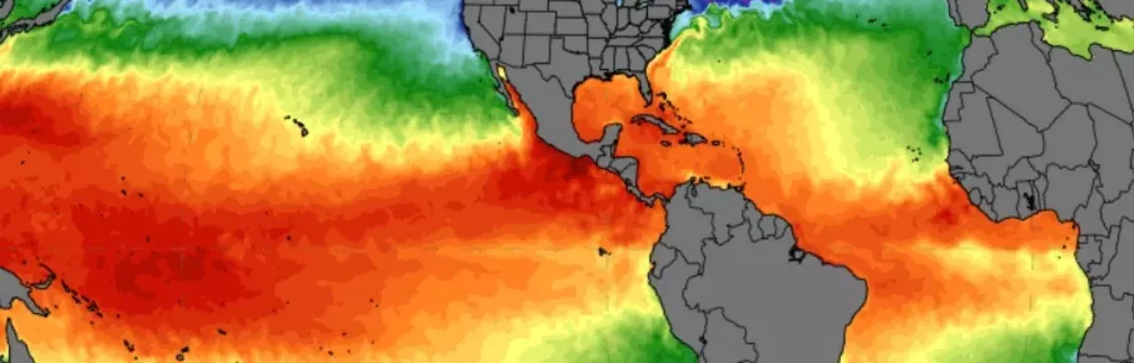 Sea surface temperatures as of mid-June, with an El Nino in effect.