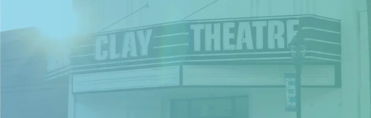 Clay Theatre exterior | Clay voter guide cover photo