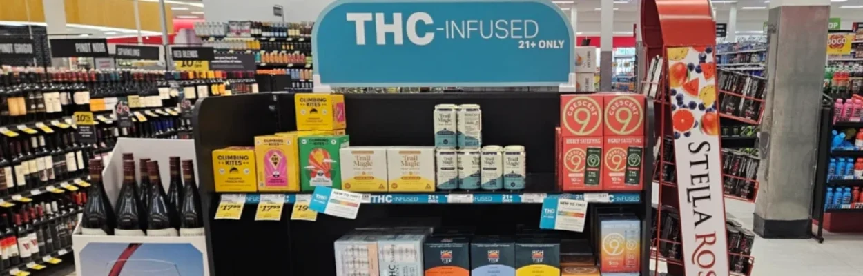 THC Beverage display in a grocery store